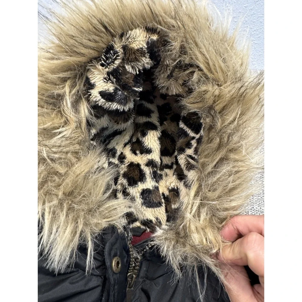 London Fog Down Parka Jacket Womens 10/12 Kids Puffer Hooded Faux‎ Fur